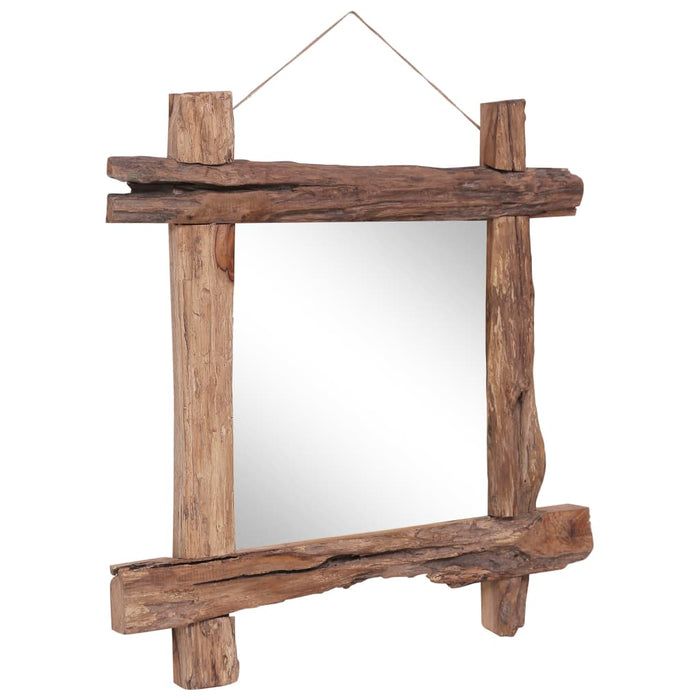 Oglindă din bușteni, natural, 70x70 cm, lemn de tec reciclat - WALTI WALTI