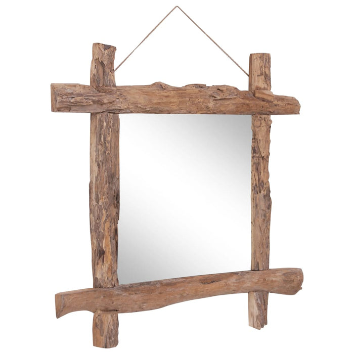 Oglindă din bușteni, natural, 70x70 cm, lemn de tec reciclat - WALTI WALTI