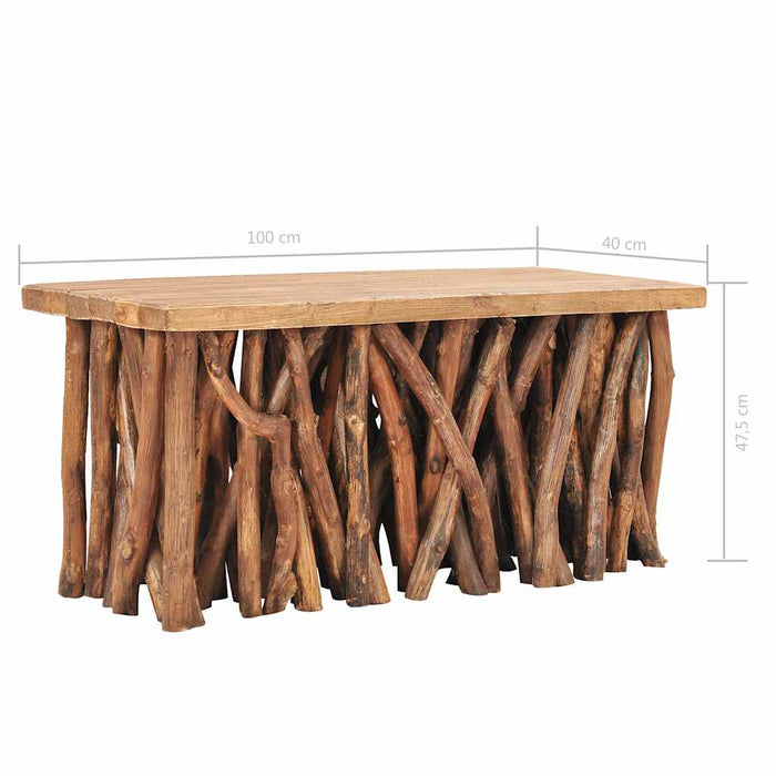 Măsuță cafea, 100x40x47,5 cm amestec lemn masiv reciclat și tec WALTI