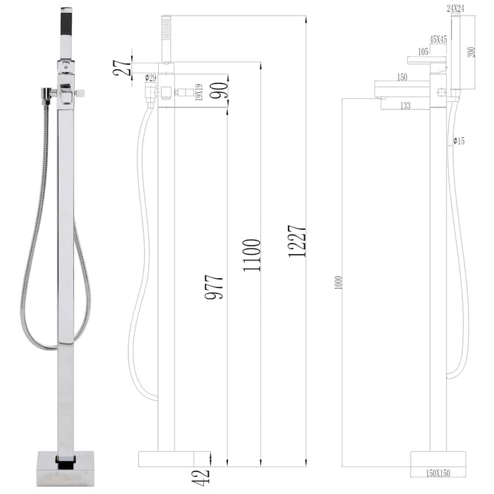 Robinet de cadă independent, 110 cm, oțel inoxidabil WALTI