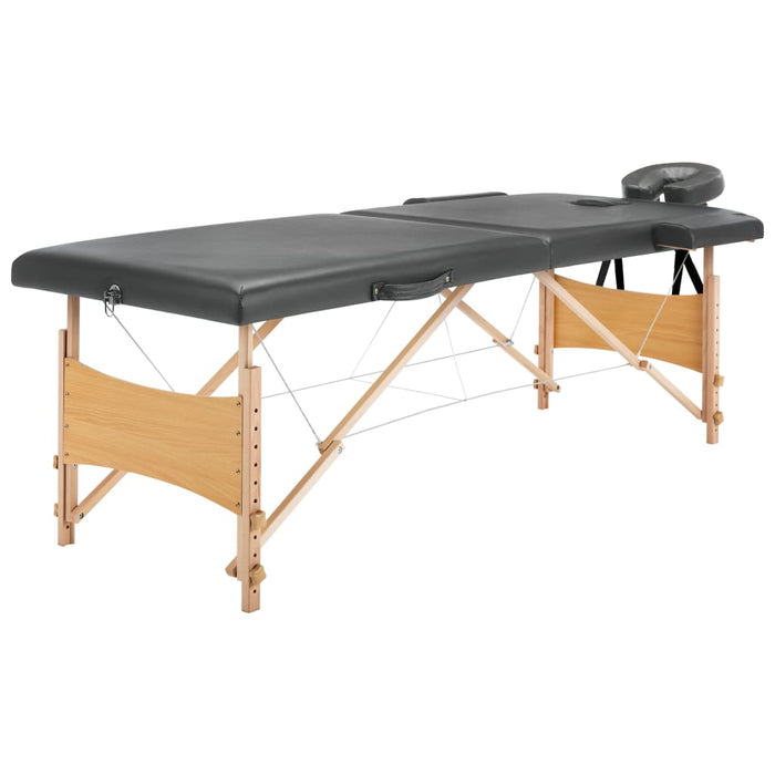 Masă de masaj cu 2 zone, cadru din lemn, antracit, 186 x 68 cm - WALTI WALTI