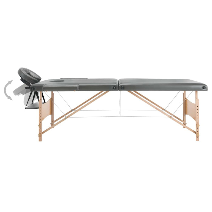Masă de masaj cu 2 zone, cadru din lemn, antracit, 186 x 68 cm - WALTI WALTI