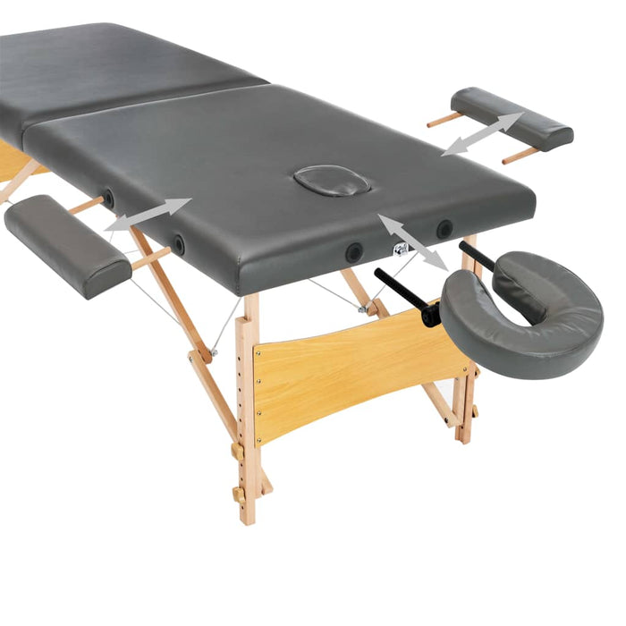 Masă de masaj cu 2 zone, cadru din lemn, antracit, 186 x 68 cm - WALTI WALTI