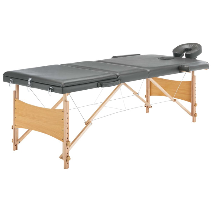 Masă de masaj cu 3 zone, cadru din lemn, antracit, 186 x 68 cm - WALTI WALTI