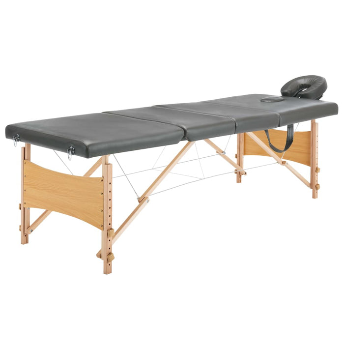 Masă de masaj cu 4 zone, cadru din lemn, antracit, 186 x 68 cm - WALTI WALTI