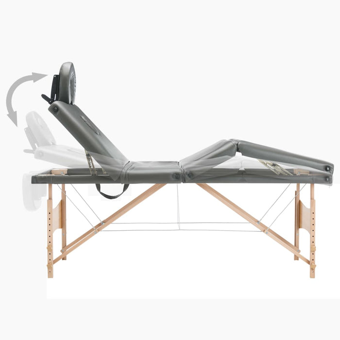 Masă de masaj cu 4 zone, cadru din lemn, antracit, 186 x 68 cm - WALTI WALTI