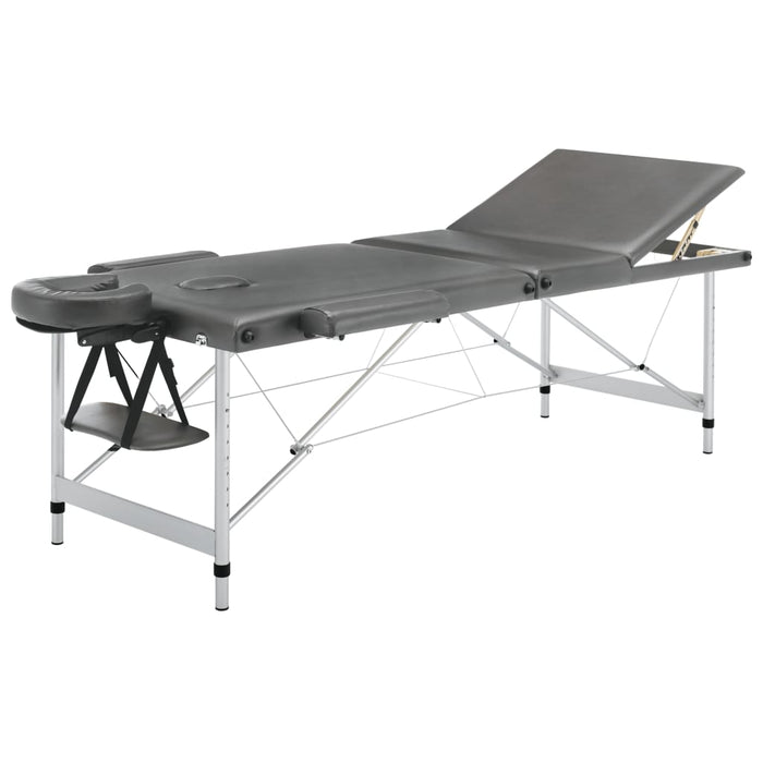 Masă de masaj cu 3 zone, cadru aluminiu, antracit, 186 x 68 cm - WALTI WALTI