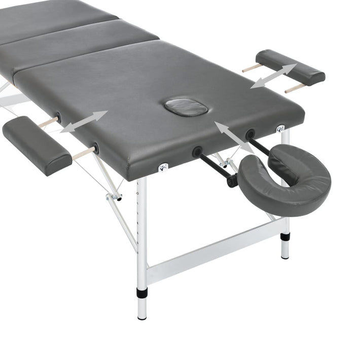 Masă de masaj cu 3 zone, cadru aluminiu, antracit, 186 x 68 cm - WALTI WALTI