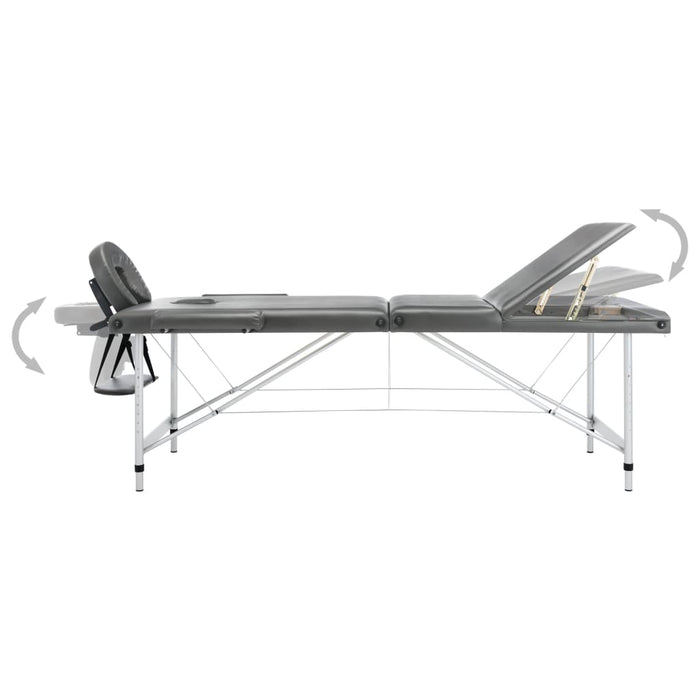 Masă de masaj cu 3 zone, cadru aluminiu, antracit, 186 x 68 cm - WALTI WALTI