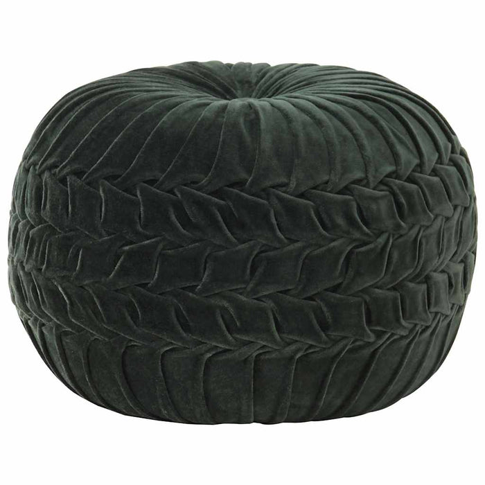 Taburet puf design crețuri, verde, 40x30 cm, catifea bumbac WALTI