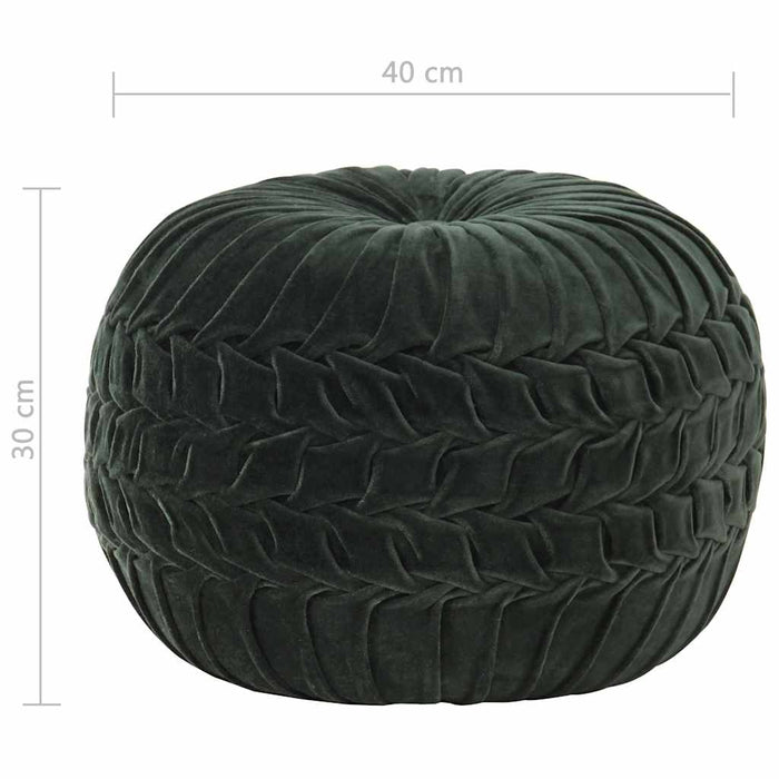 Taburet puf design crețuri, verde, 40x30 cm, catifea bumbac WALTI
