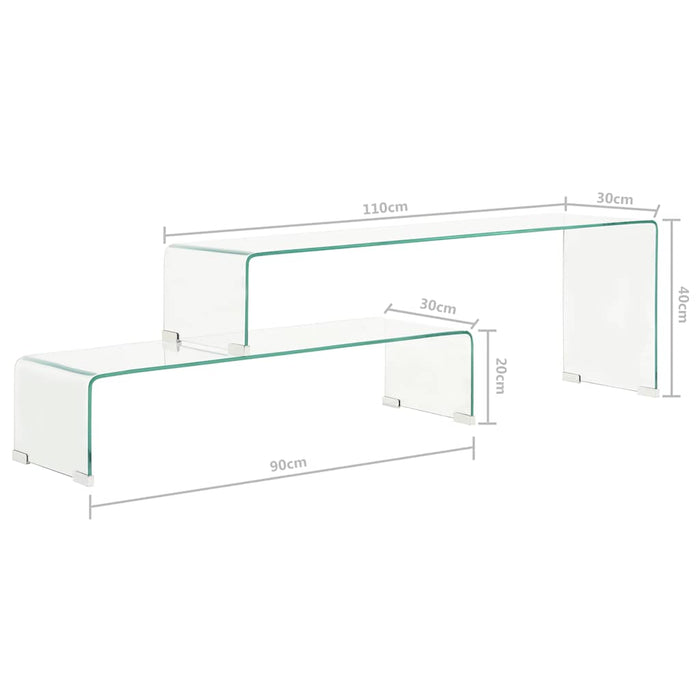 Set măsuțe de cafea, 2 piese, 90x30x20/110x30x40 cm, sticlă - WALTI WALTI