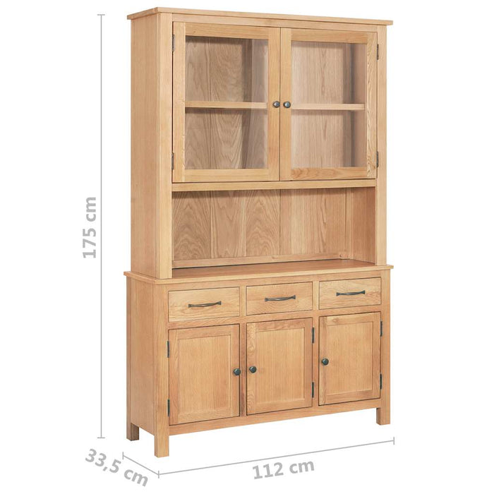 Set servantă și vitrină, 112x33,5x175cm, lemn masiv de stejar WALTI
