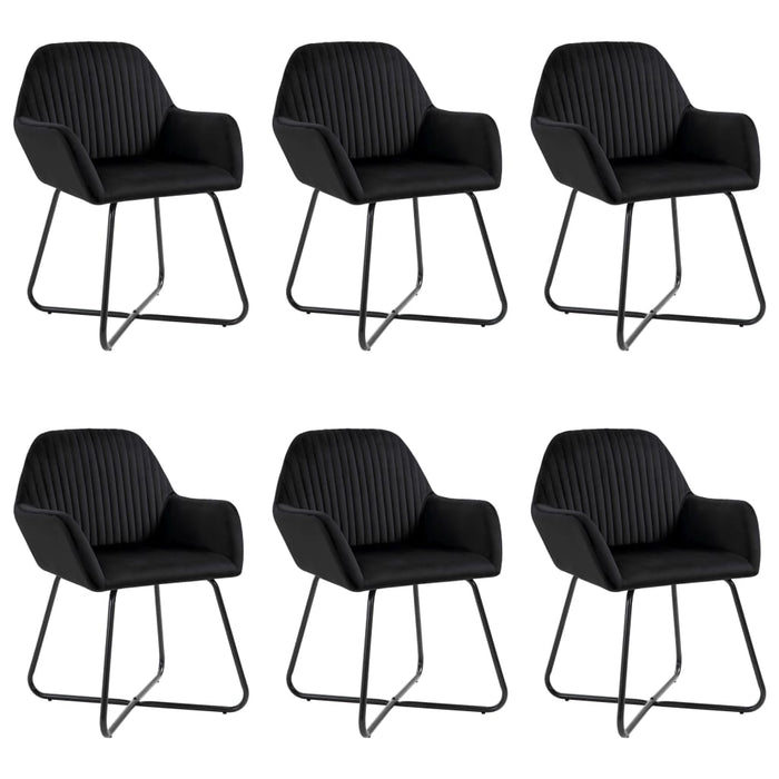Scaune de sufragerie, 6 buc, negru, catifea - WALTI WALTI