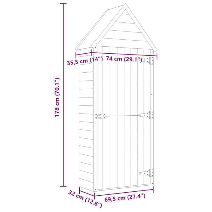 Magazie unelte de grădină cu ușă 69,5x32x178 cm lemn pin tratat - WALTI WALTI