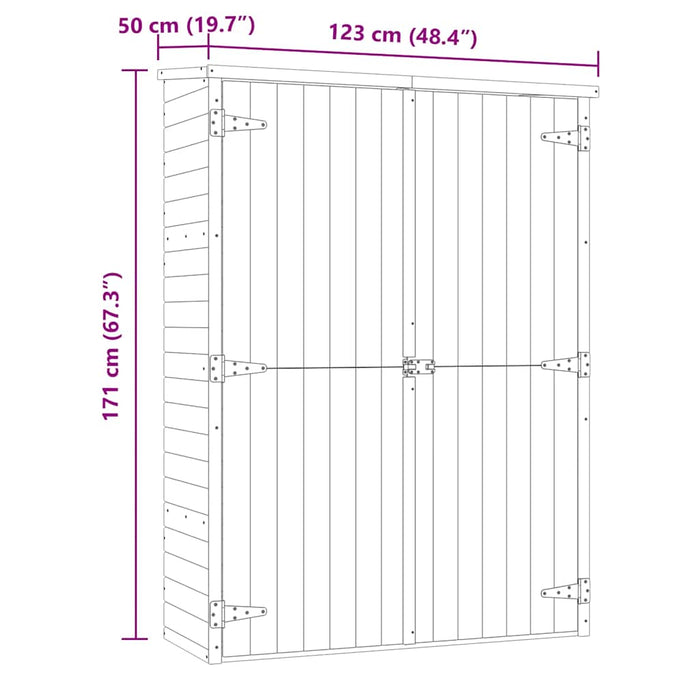 Magazie unelte de grădină, 123x50x171 cm, lemn pin tratat - WALTI WALTI