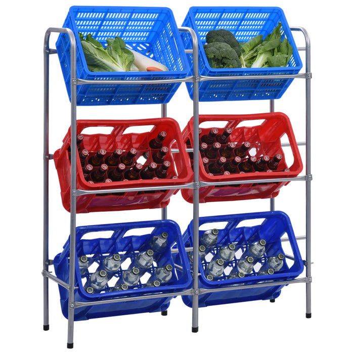 Raft de depozitare pentru 6 lăzi, argintiu, 96x33x116 cm, oțel - WALTI WALTI