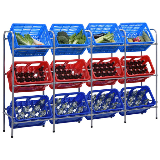 Raft de depozitare pentru 12 lăzi argintiu 190x33x116 cm oțel - WALTI WALTI