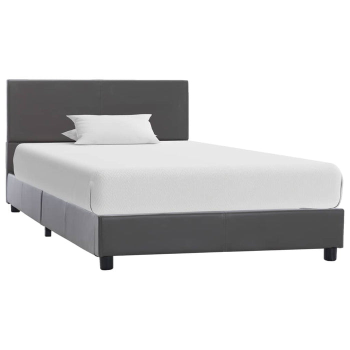 Cadru de pat, gri, 90x200 cm, piele ecologică WALTI