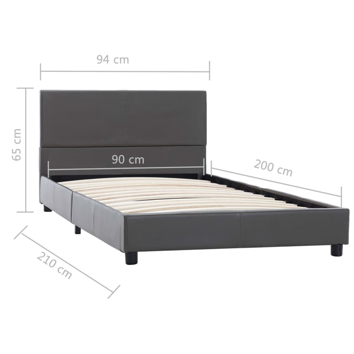 Cadru de pat, gri, 90x200 cm, piele ecologică WALTI