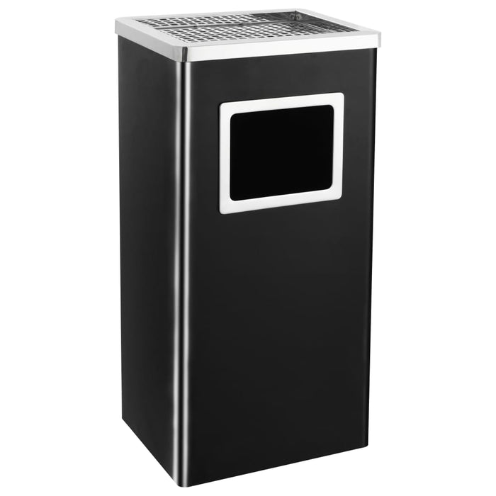 Coș de gunoi cu scrumieră, pentru hotel, negru, oțel, 45 L - WALTI WALTI