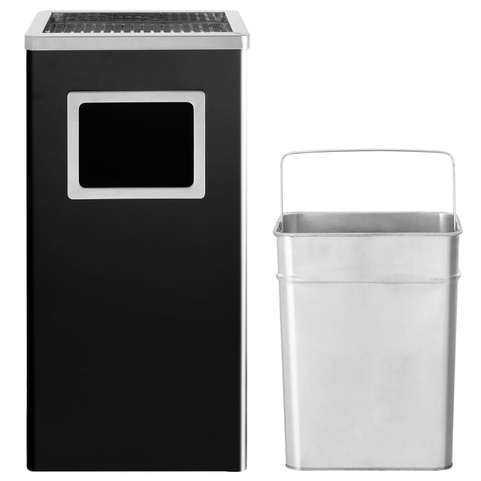 Coș de gunoi cu scrumieră, pentru hotel, negru, oțel, 45 L - WALTI WALTI