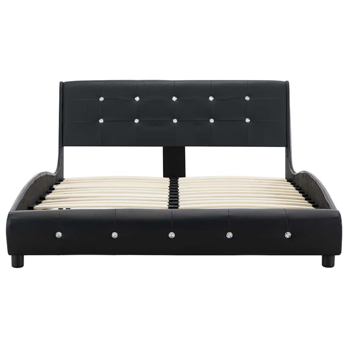 Pat cu saltea spumă memorie, negru, 120x200 cm, piele ecologică WALTI