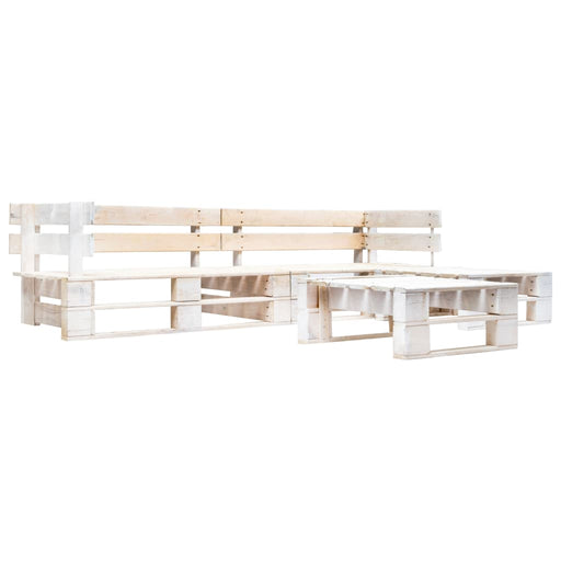 Set mobilier de grădină din paleți, 4 piese, alb, lemn - WALTI WALTI