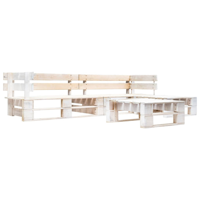 Set mobilier de grădină din paleți, 4 piese, alb, lemn WALTI