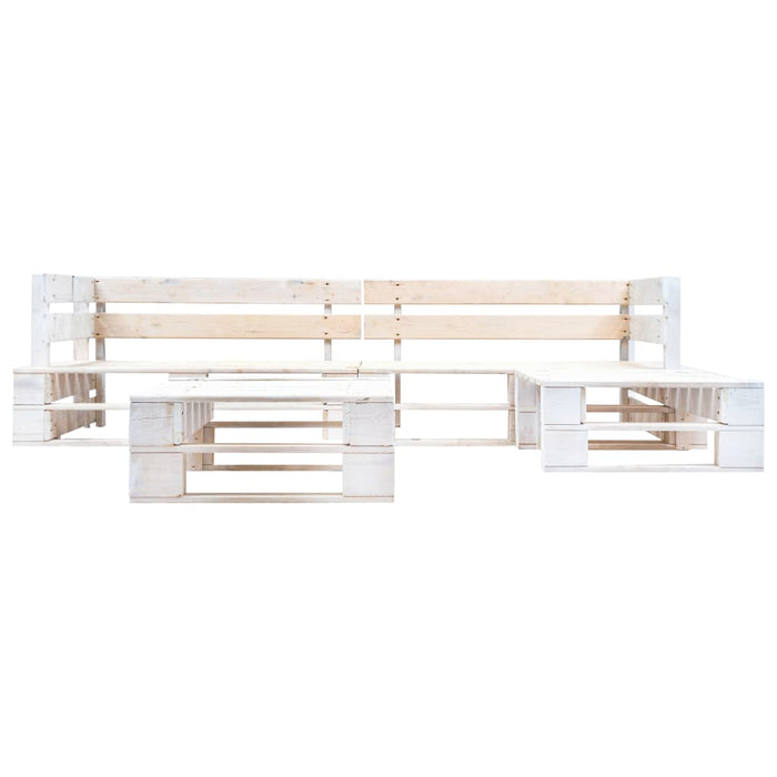 Set mobilier de grădină din paleți, 4 piese, alb, lemn WALTI