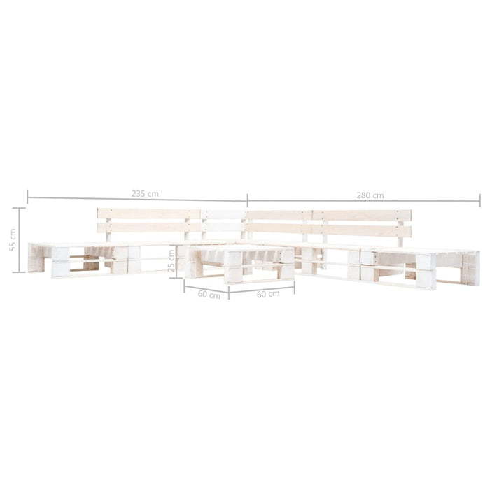 Set mobilier de grădină din paleți, 6 piese, alb, lemn WALTI