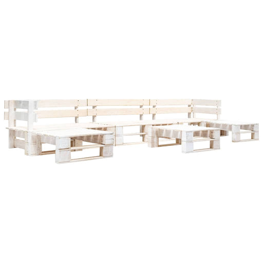Set mobilier grădină din paleți, 6 piese, alb, lemn - WALTI WALTI