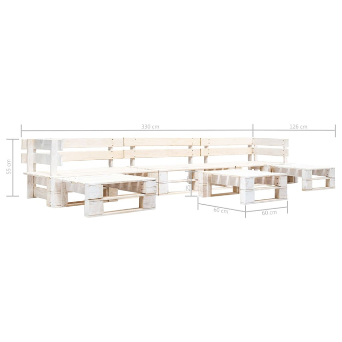 Set mobilier grădină din paleți, 6 piese, alb, lemn WALTI