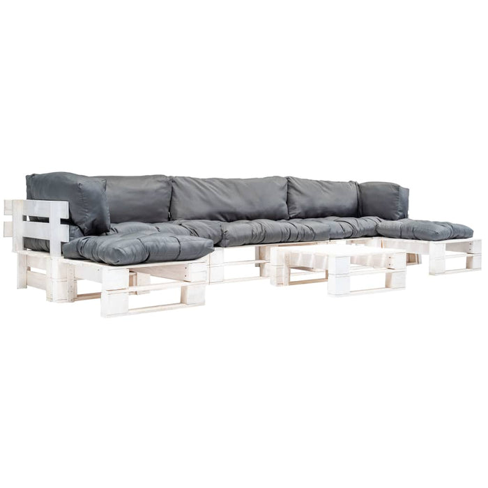 Set mobilier de grădină paleți cu perne gri, 6 piese, lemn - WALTI WALTI