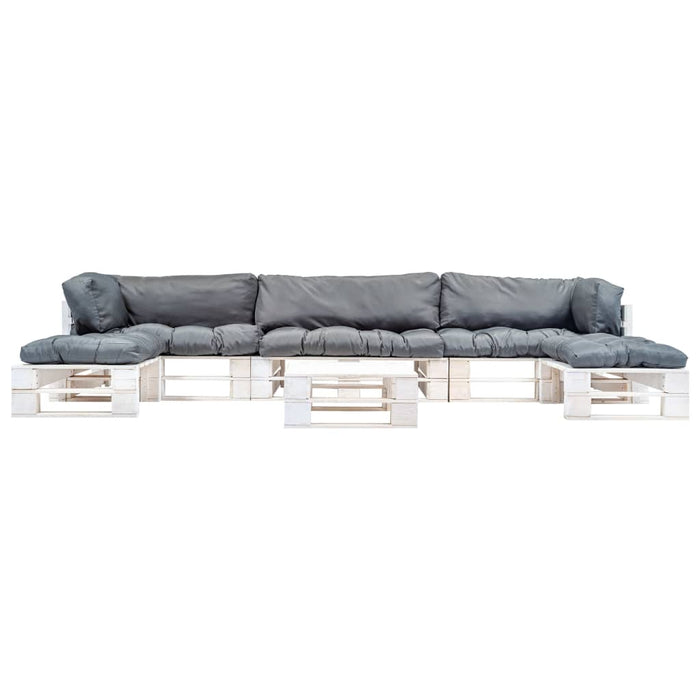 Set mobilier de grădină paleți cu perne gri, 6 piese, lemn - WALTI WALTI