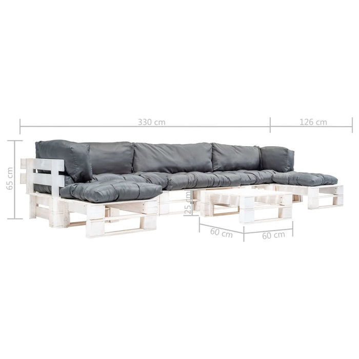 Set mobilier de grădină paleți cu perne gri, 6 piese, lemn - WALTI WALTI