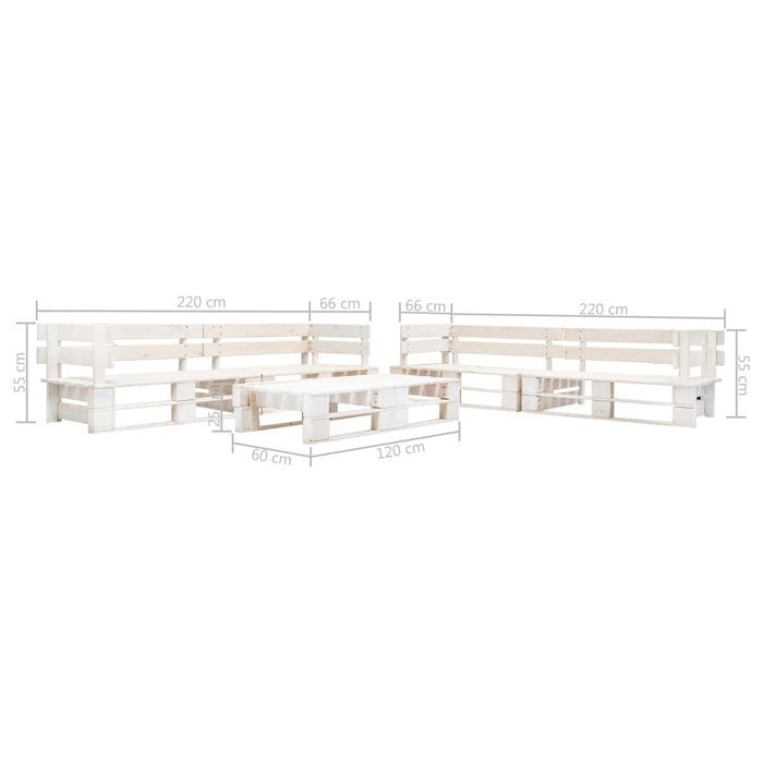 Set mobilier de grădină din paleți, 6 piese, alb, lemn WALTI