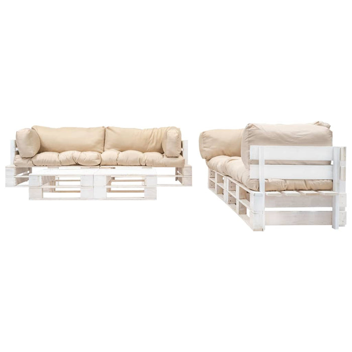 Set mobilier grădină paleți cu perne nisipii, 6 piese, lemn WALTI