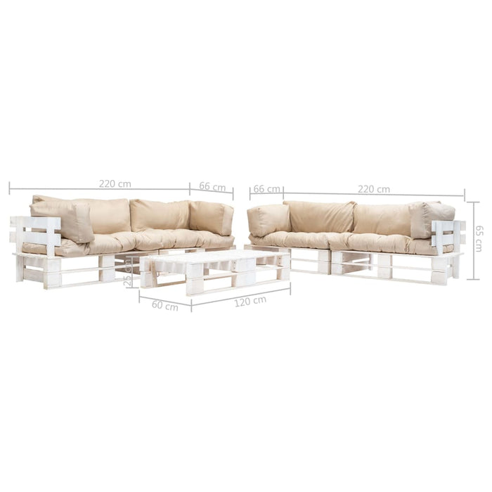 Set mobilier grădină paleți cu perne nisipii, 6 piese, lemn WALTI