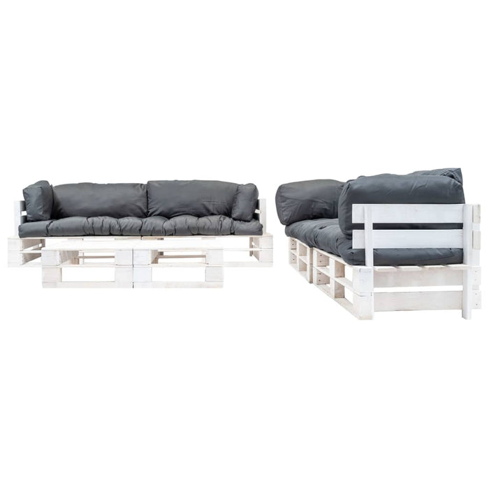 Set mobilier grădină din paleți cu perne gri, 6 piese, lemn - WALTI WALTI