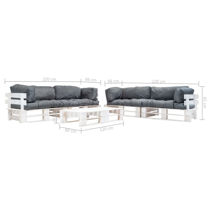 Set mobilier grădină din paleți cu perne gri, 6 piese, lemn - WALTI WALTI