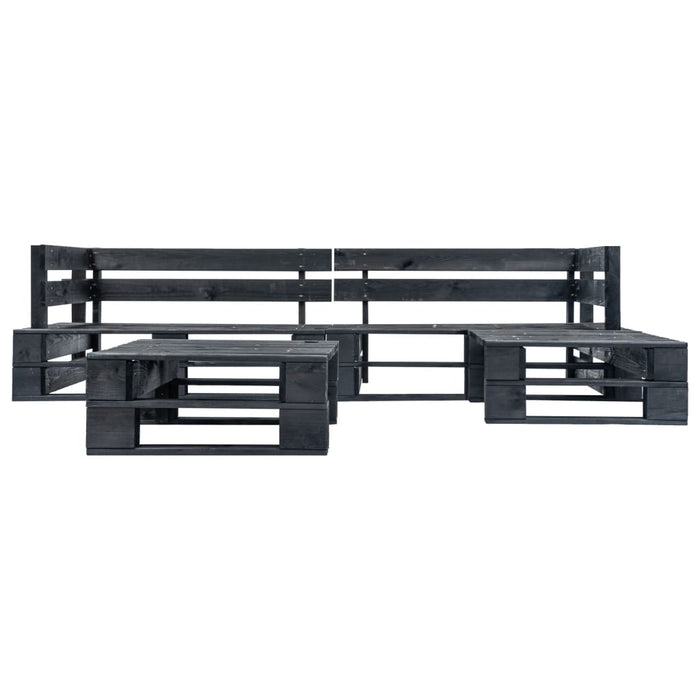 Set mobilier de grădină din paleți, 4 piese, negru, lemn WALTI