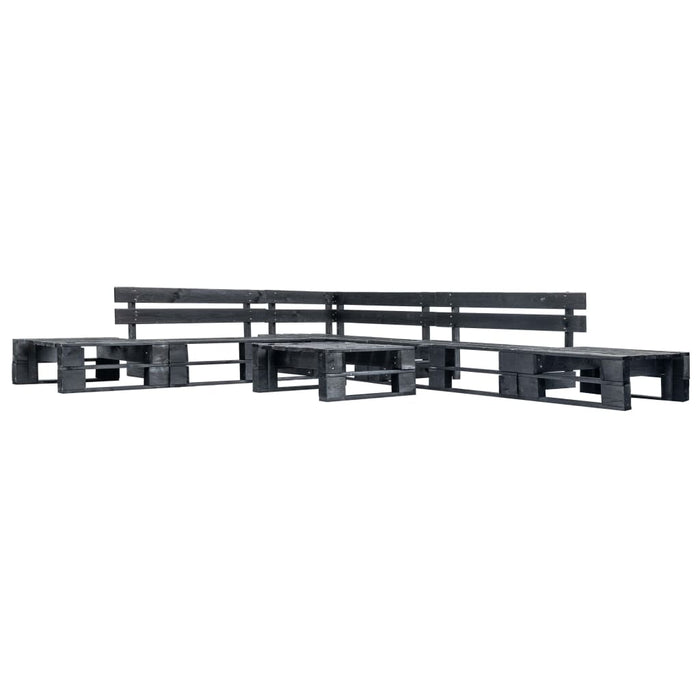Set mobilier de grădină din paleți, 6 piese, negru, lemn - WALTI WALTI