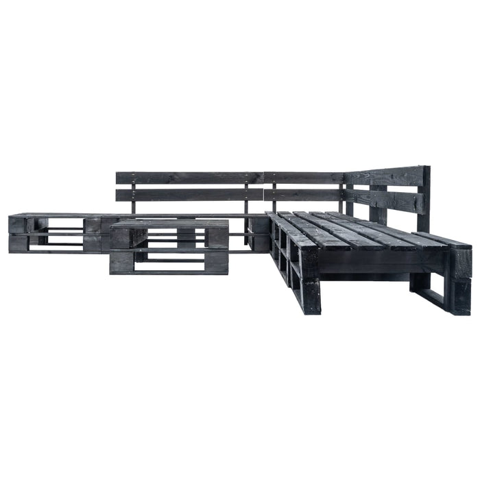 Set mobilier de grădină din paleți, 6 piese, negru, lemn - WALTI WALTI