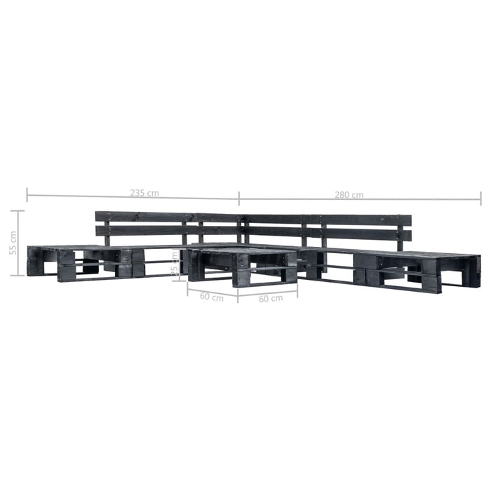Set mobilier de grădină din paleți, 6 piese, negru, lemn - WALTI WALTI