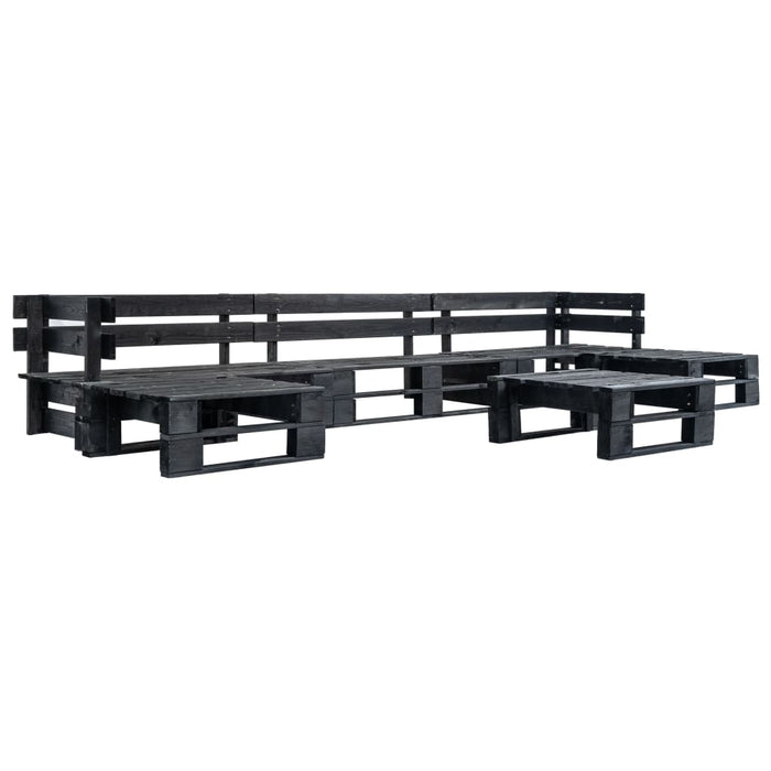 Set mobilier grădină din paleți, 6 piese, negru, lemn WALTI