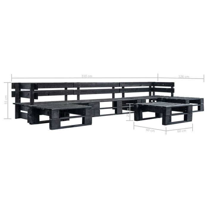 Set mobilier grădină din paleți, 6 piese, negru, lemn WALTI