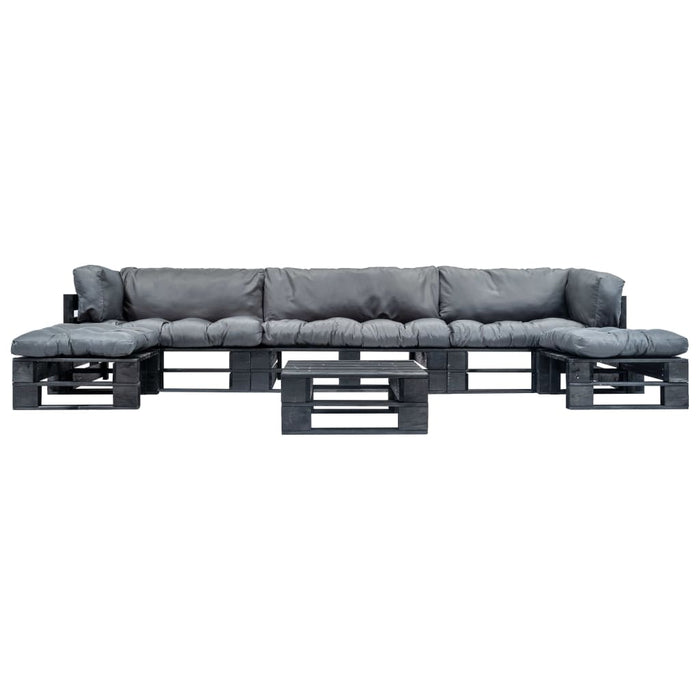 Set mobilier grădină din paleți cu perne gri, 6 piese, lemn - WALTI WALTI