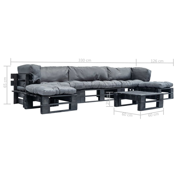 Set mobilier grădină din paleți cu perne gri, 6 piese, lemn - WALTI WALTI