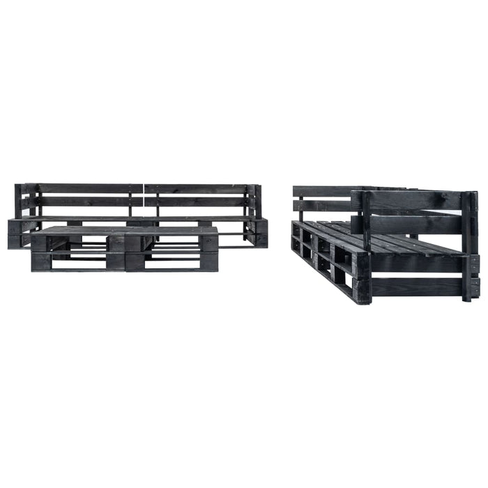 Set mobilier de grădină din paleți, 6 piese, negru, lemn WALTI